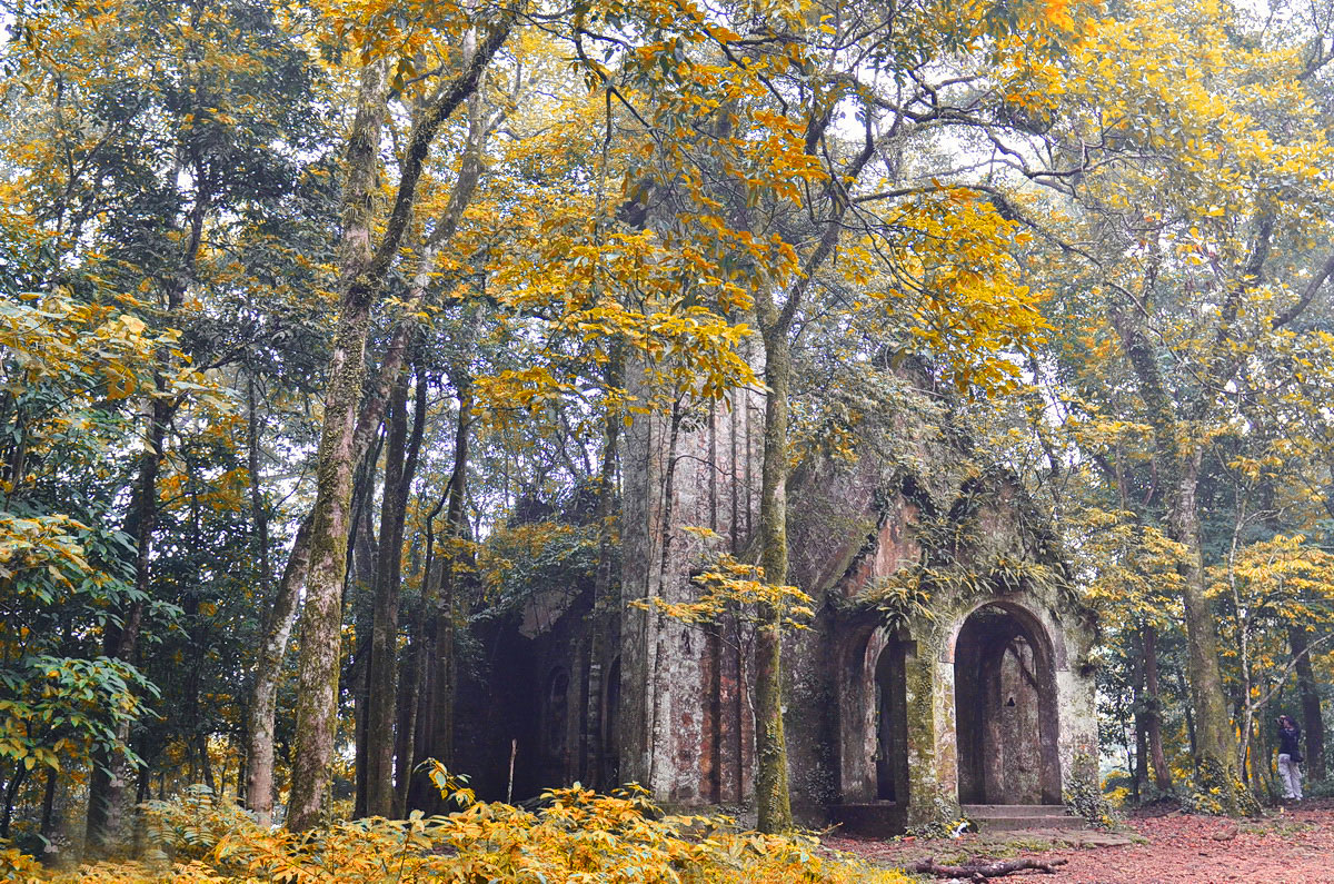 Nhà thờ Cổ Pháp vào mùa lá rụng 