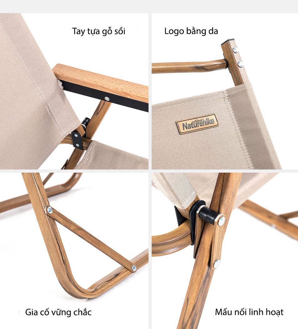 Ghế xếp có tựa lưng khung vân gỗ Naturehike Portable Outdoor Folding Chair NH19Y002-D - 9520