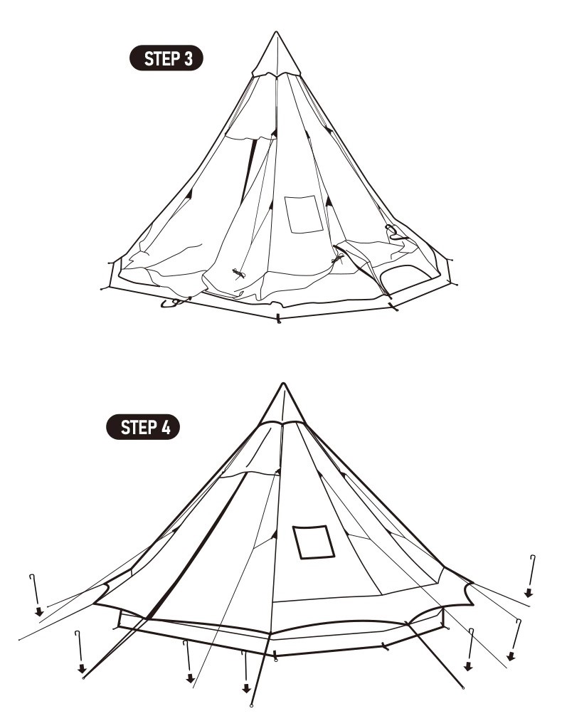 Lều cắm trại cao cấp 4 người Naturehike Yuan Cotton Pyramid Tent NH20ZP004 - 9558