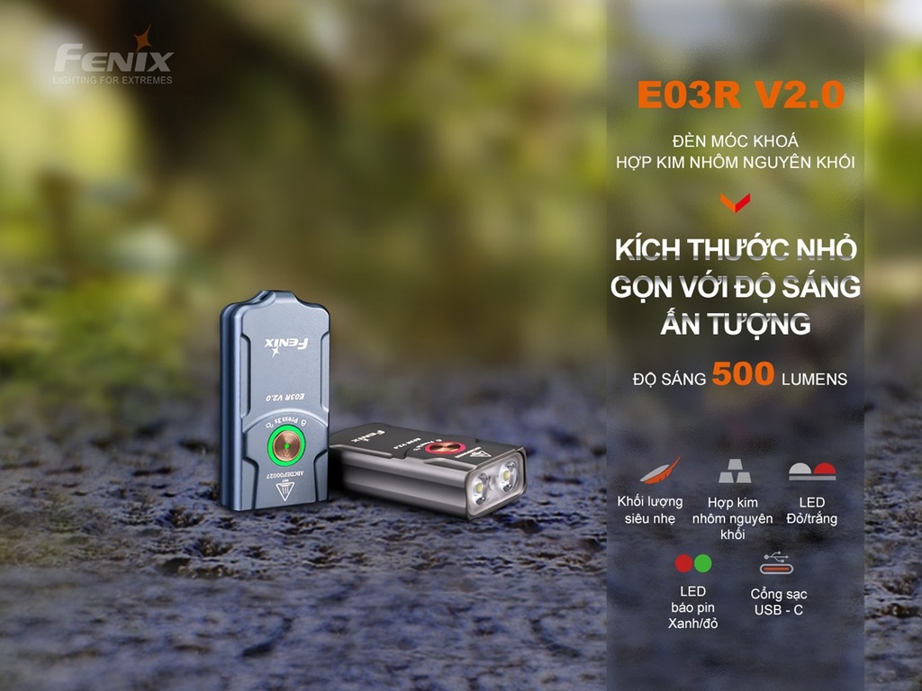 Đèn pin móc khóa Fenix Keychain Flashlight  E03R V2