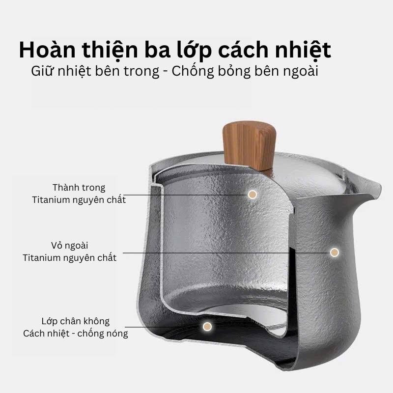 Bộ ấm trà Titanium Naturehike Glamping CNK2450CF025