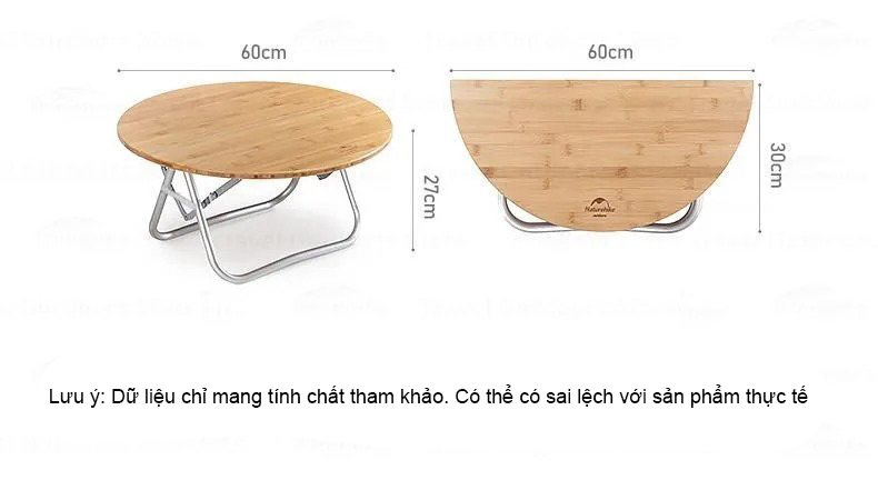 Bàn dã ngoại gấp gọn Naturehike Folding Bamboo Camping Table NH19JJ003