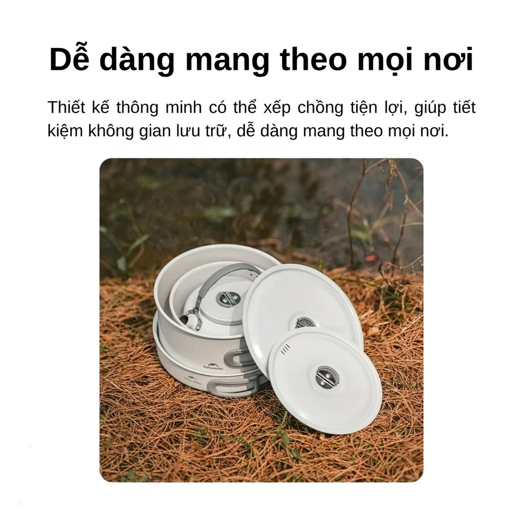 Bộ nồi dã ngoại tráng men Naturehike Enamel Camping Cookware Set CNK2450CF013