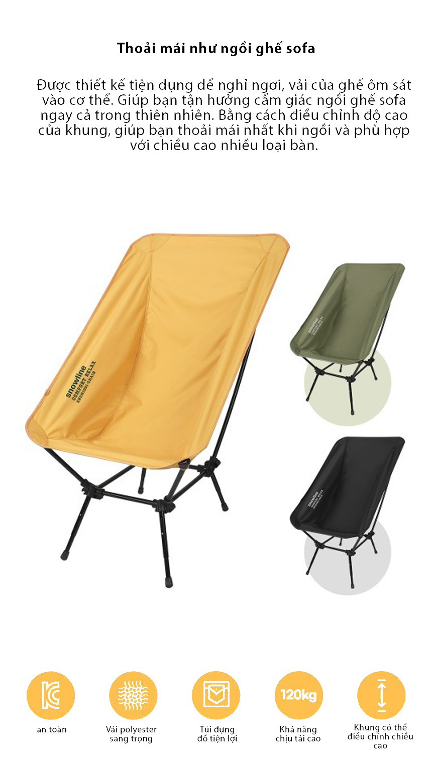 Ghế gấp thư giãn lưng tựa thấp Snowline Comfort Relax Chair L SNG5ULC001