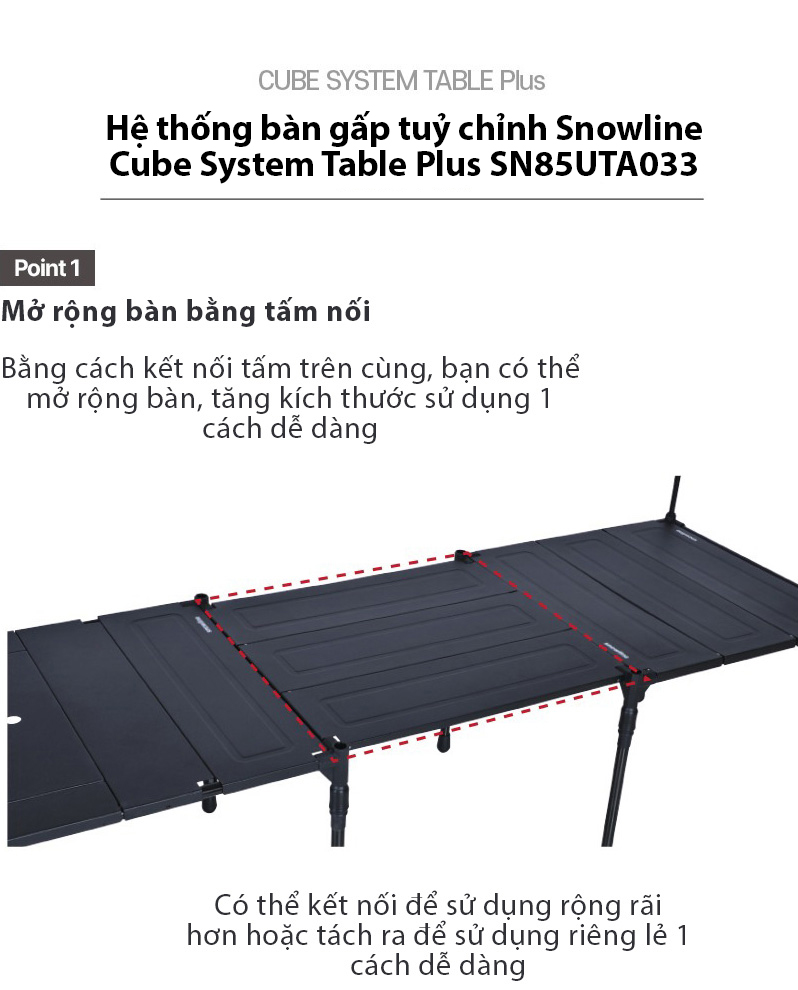 Hệ thống bàn gấp tuỷ chỉnh Snowline Cube System Table Plus SN85UTA033 Black