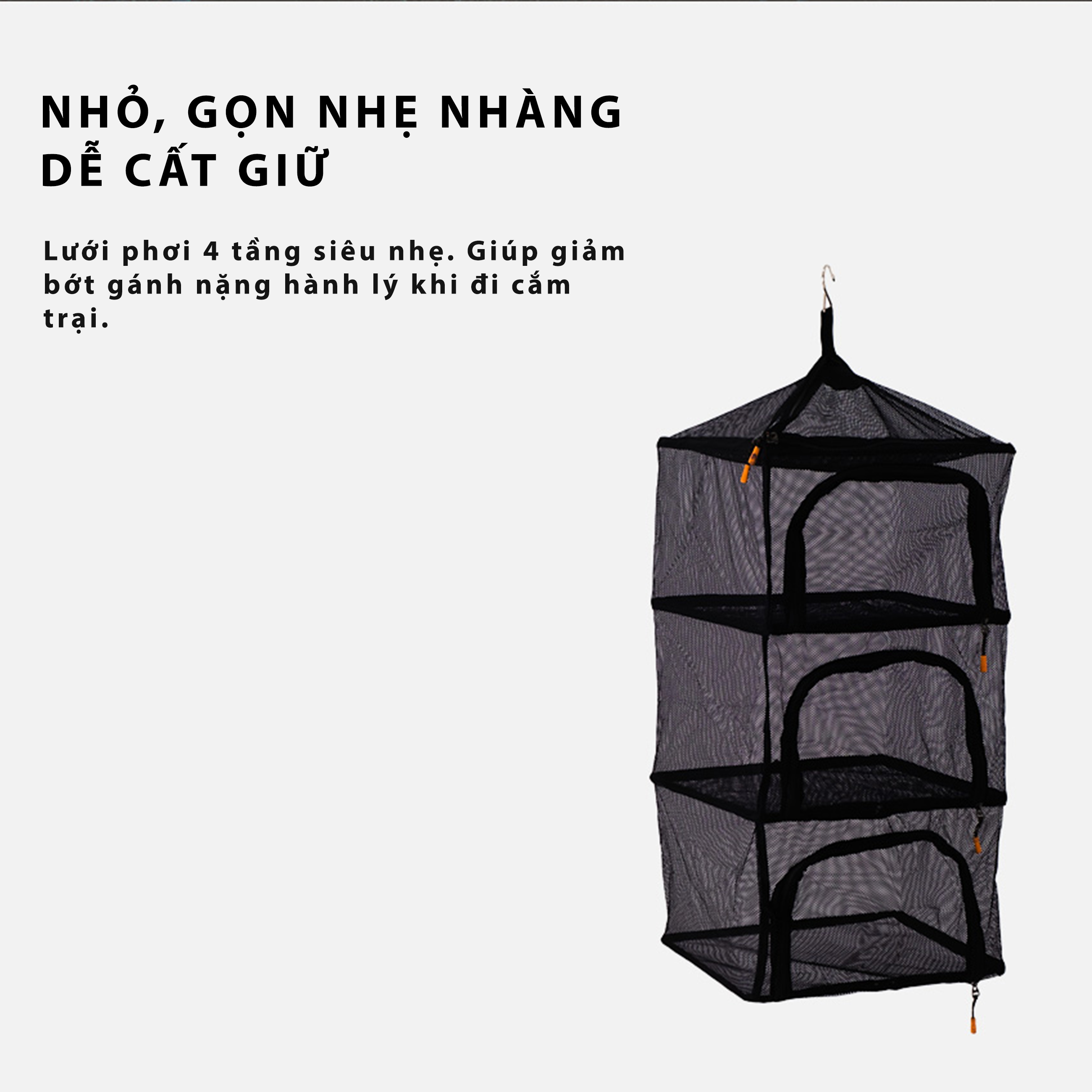 Giá treo đồ cắm trại ForestCube 4 compartment square tableware drying net P00000LO
