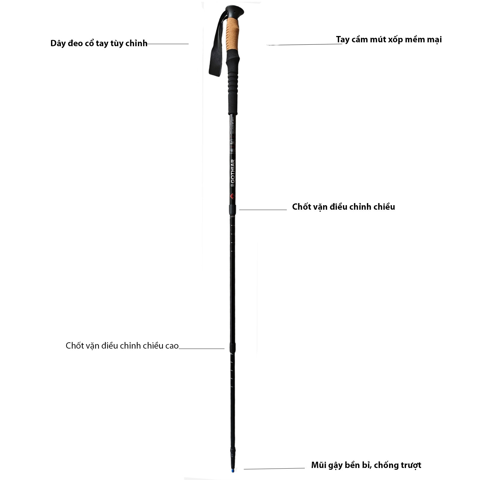Gậy leo núi chống sốc Gothiar Anti Shock Trekking Pole GT250002-N26