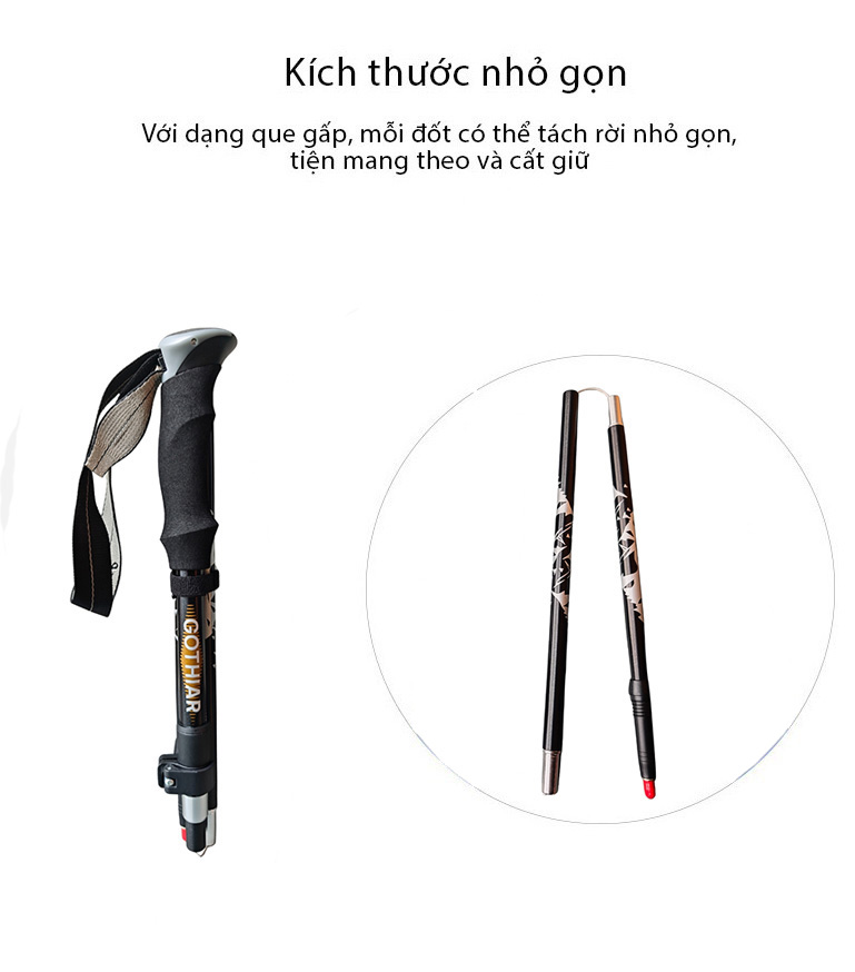 Gậy leo núi gấp gọn Gothiar Ultralight Trekking Pole GT250002-N85