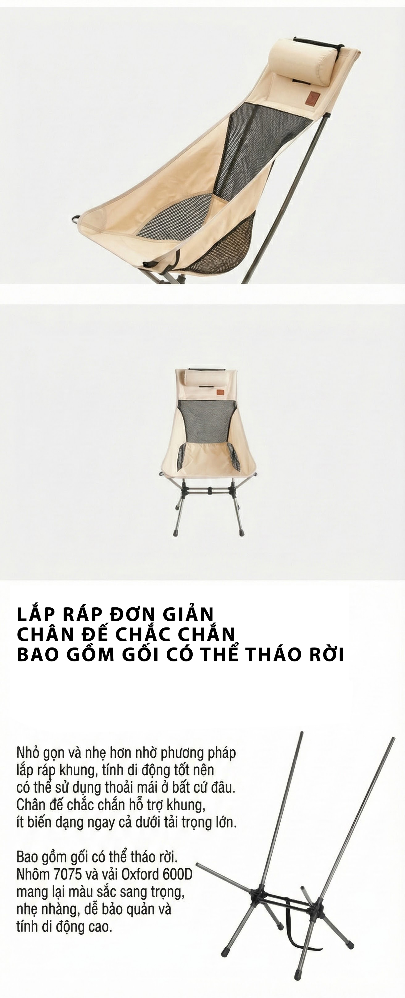 Ghế gấp dã ngoại có tựa đầu Forest Cube Ultra-light Camping Chair P00000MJ