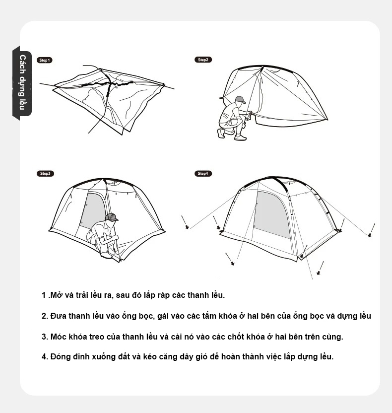 Lều cắm trại 2 phòng siêu nhẹ Naturehike Ultralight 2 Room Tent CNH22ZP028