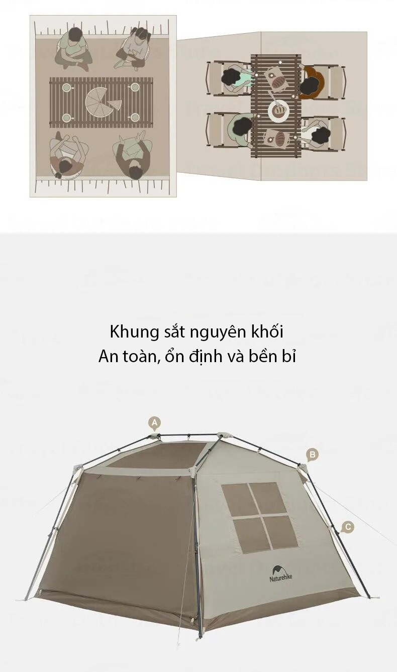 Lều dã ngoại cao cấp Naturehike Village 5.0 Gen 2 Premium Pop-Up Tent CNK2300ZP022