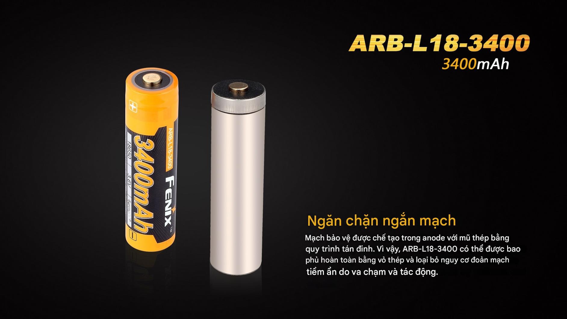 Pin sạc FENIX 18650 dung lượng 3400 mAh