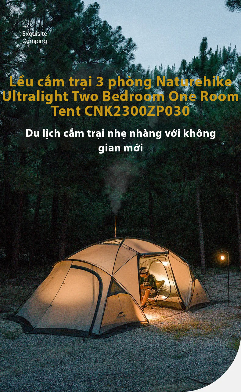 Lều cắm trại 3 phòng Naturehike Ultralight Two Bedroom One Room Tent CNK2300ZP030