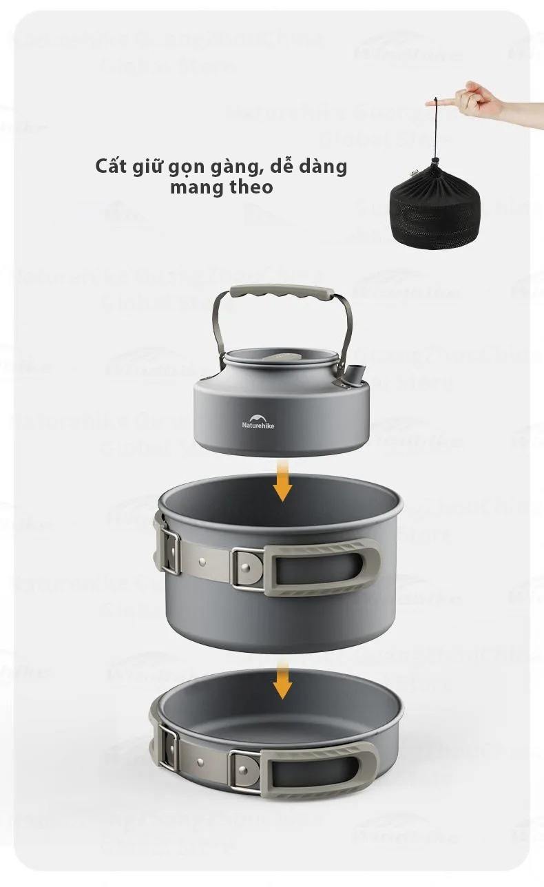 Bộ nồi dã ngoại Naturehike Aluminum Camping Pot CNK2450CF010