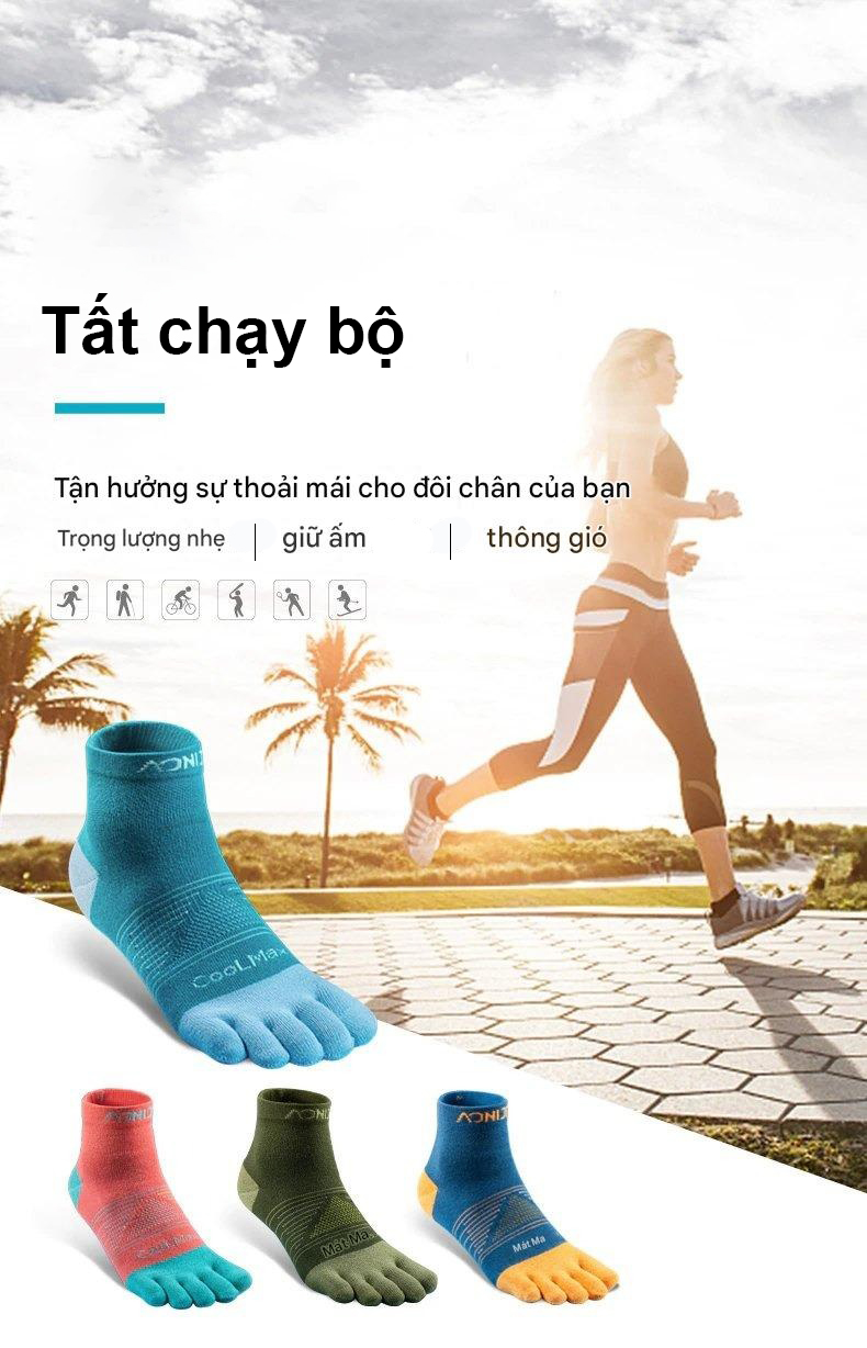 Tất chạy bộ xỏ ngón cổ lửng Aonijie Toe Socks E4806S