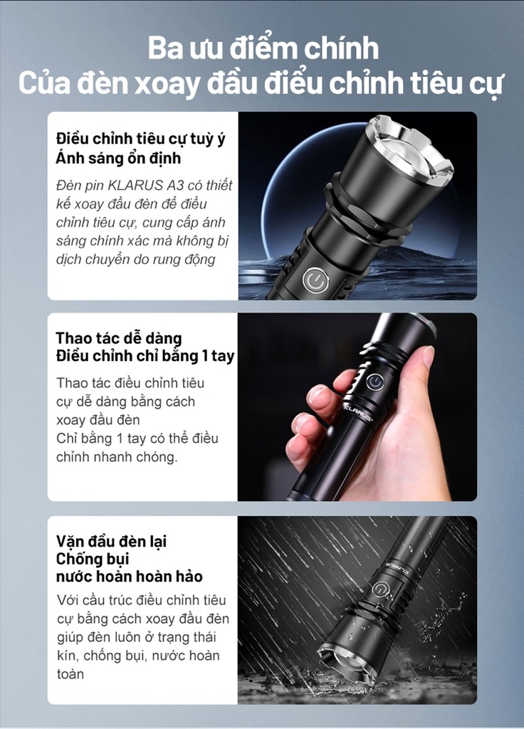 Đèn pin cầm tay Klarus Flashlight A3