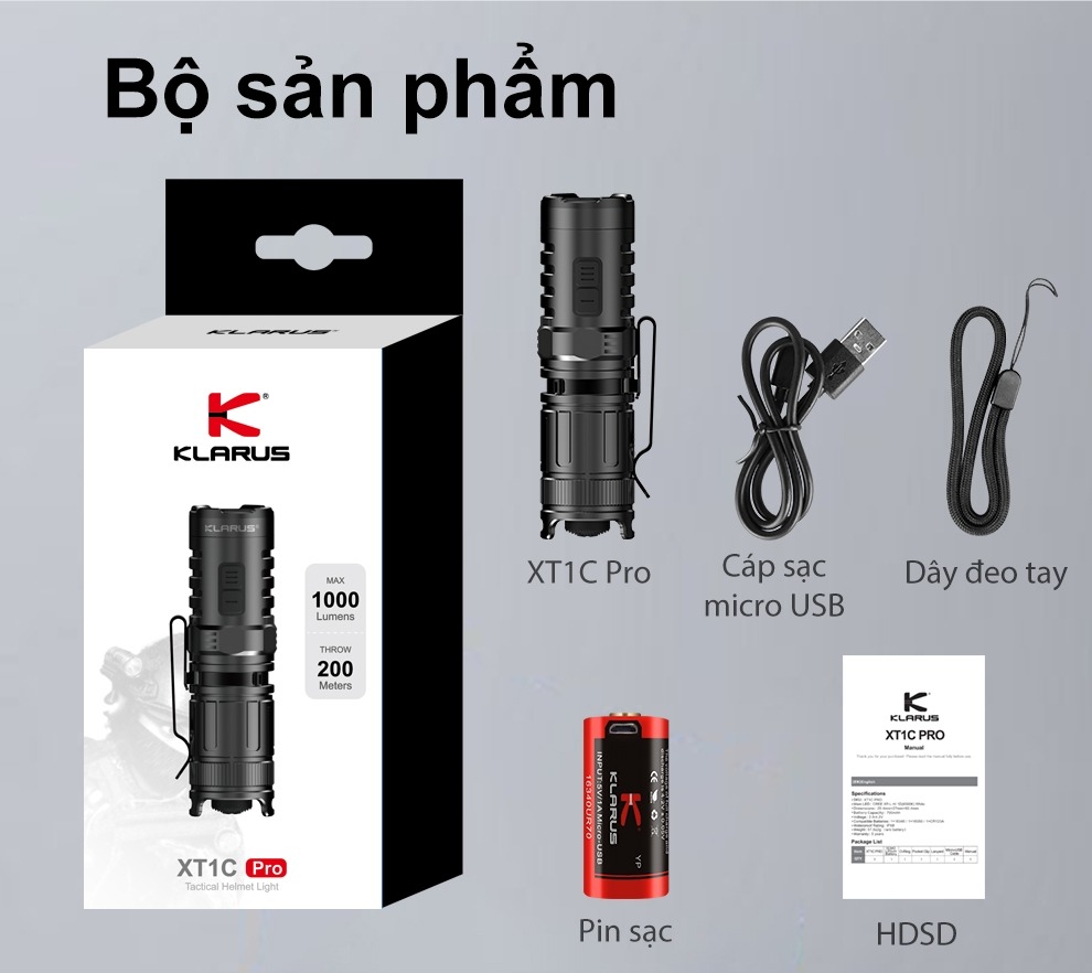 Đèn pin cầm tay mini Klarus Flashlight XT1C Pro
