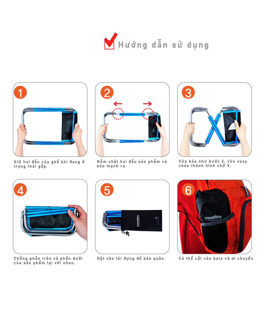 Ghế đẩu gấp gọn Snowline Onetouch Slim Chair SND5UMC004