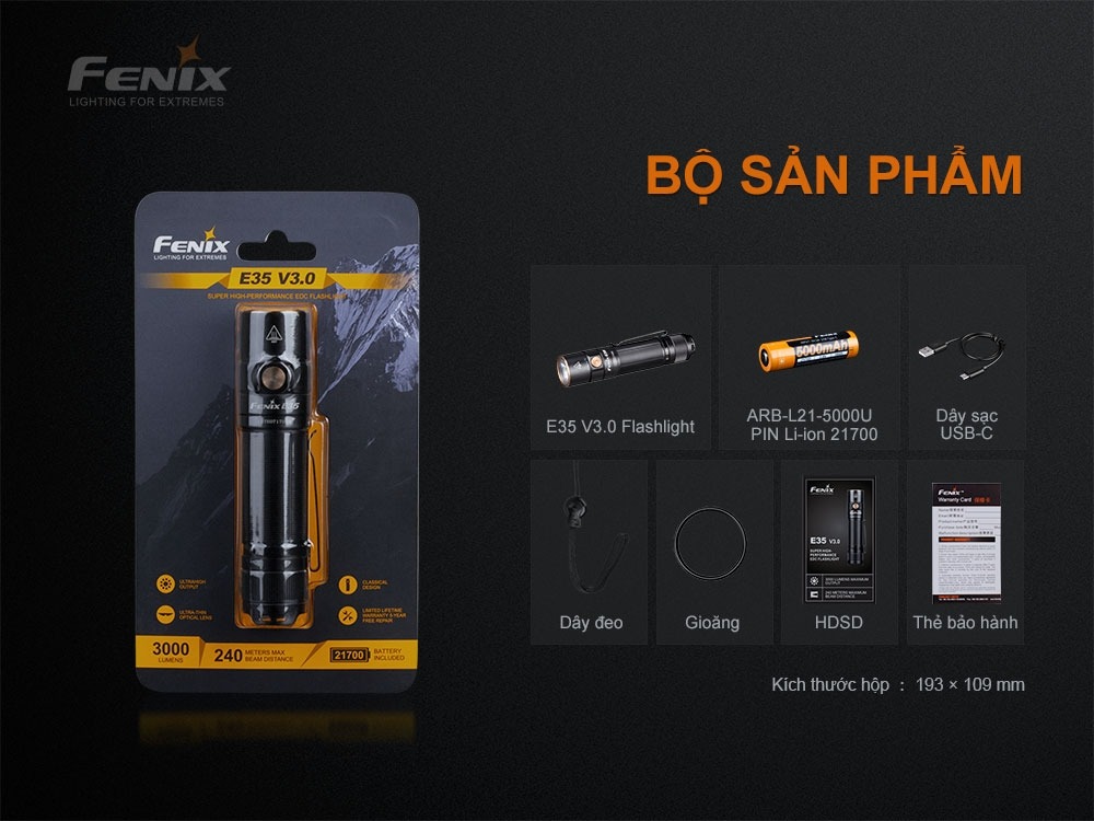 Đèn pin cầm tay Fenix Flashlight E35 V3.0