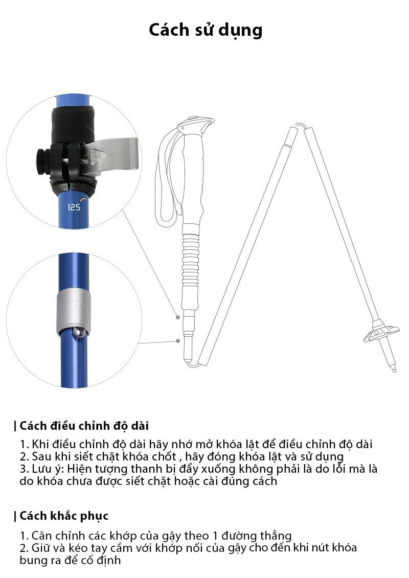 Gậy leo núi gấp gọn Gothiar Ultralight Trekking Pole GT250002-N85