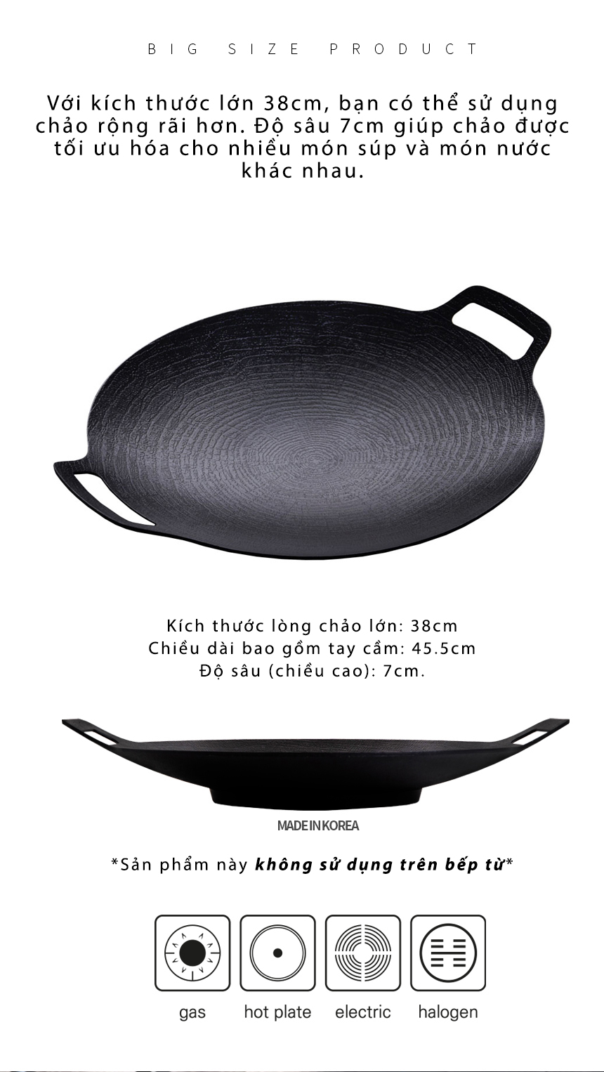 Chảo gang dã ngoại sâu lòng Forest Cube Hung Griddle Deep large P00000LK