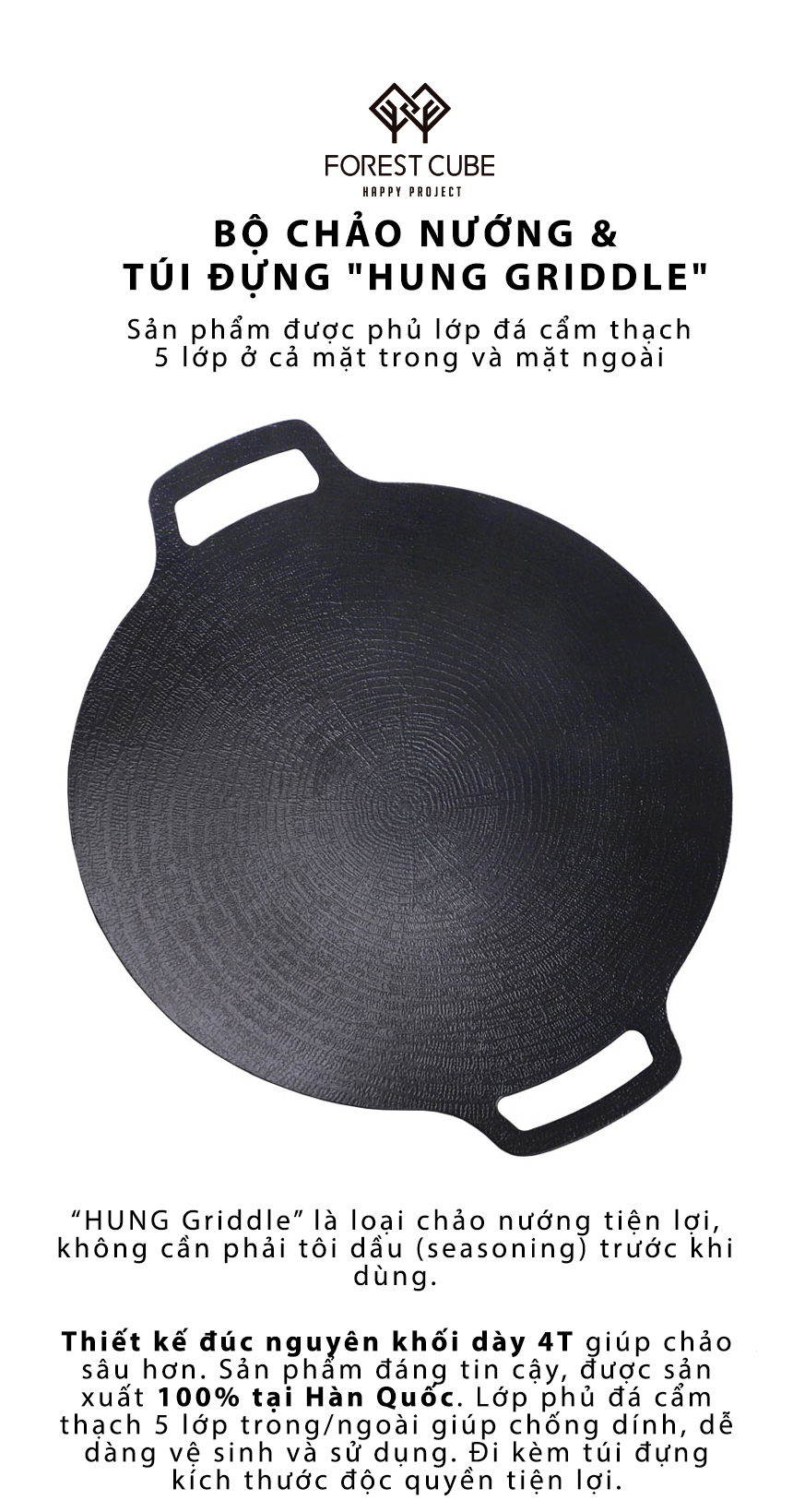 Chảo gang dã ngoại sâu lòng Forest Cube Hung Griddle Deep large P00000LK