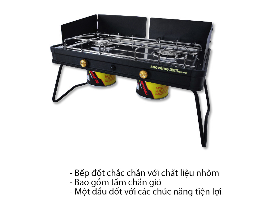 Bếp gas đôi cắm trại Snowline Portable Twin Burner Black SN75UGG009
