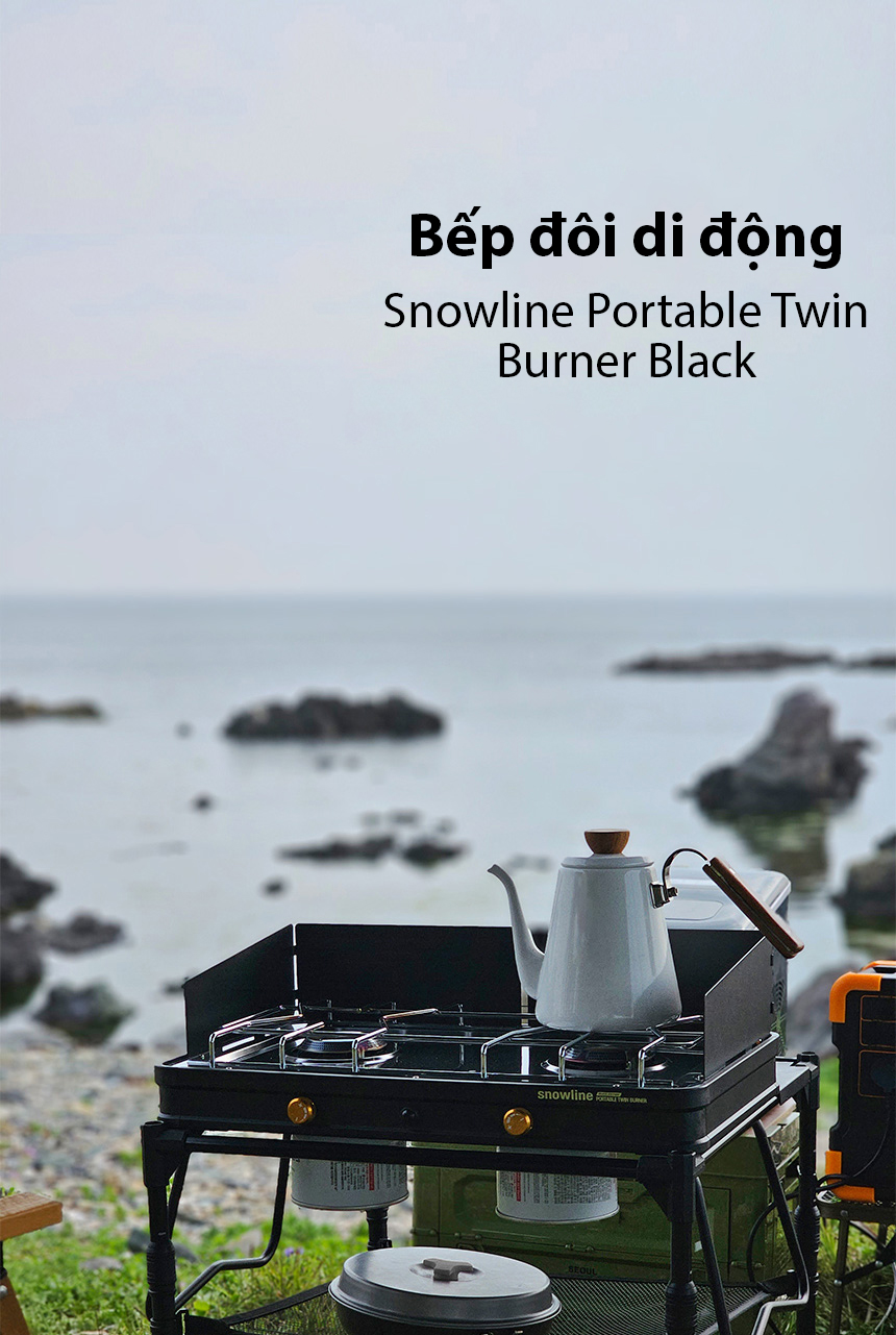 Bếp gas đôi cắm trại Snowline Portable Twin Burner Black SN75UGG009