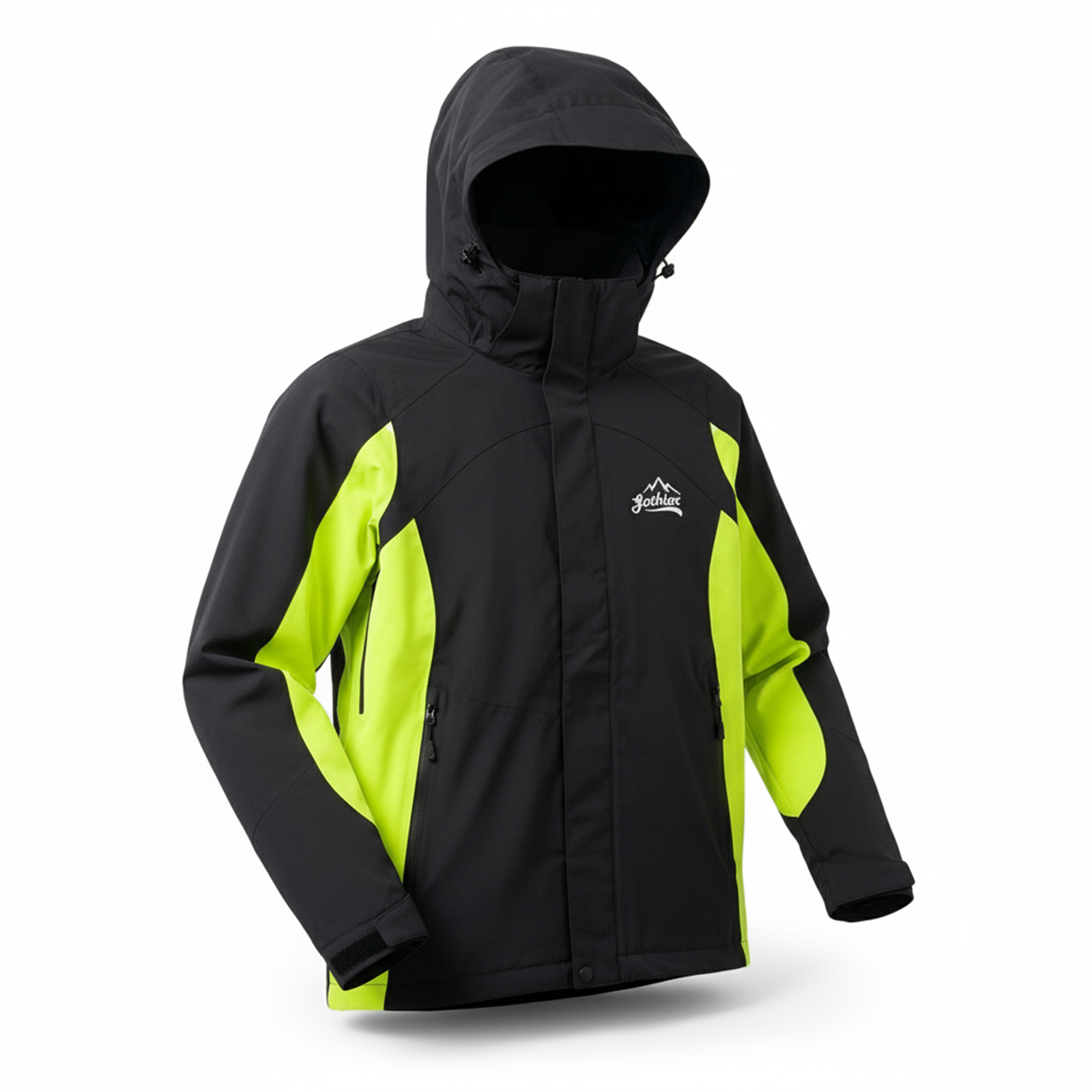 Áo khoác gió dã ngoại Gothiar Windshell Jacket 2 Lớp Đen Khói - Xanh neon