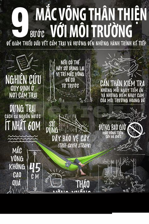 [Infographic] 9 bước mắc võng thân thiện với môi trường