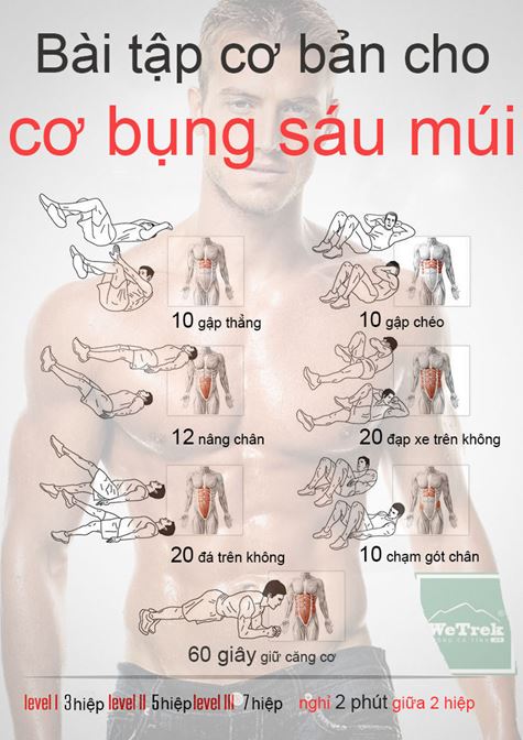 [Infographic] Một số bài tập đơn giản để có cơ bụng sáu múi