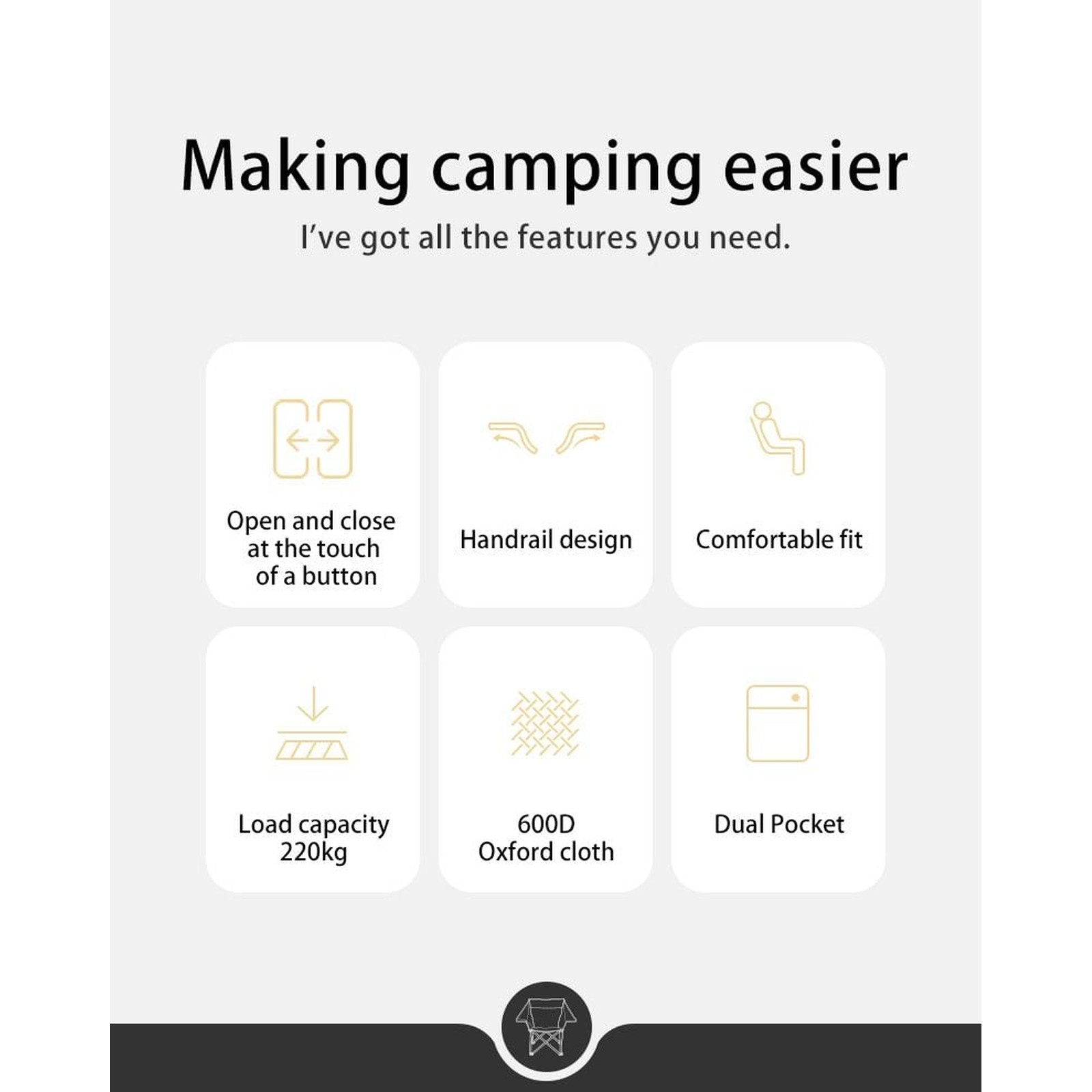 Ghế cắm trại gấp gọn Naturehike Folding Camping Chair CNH23JU13002