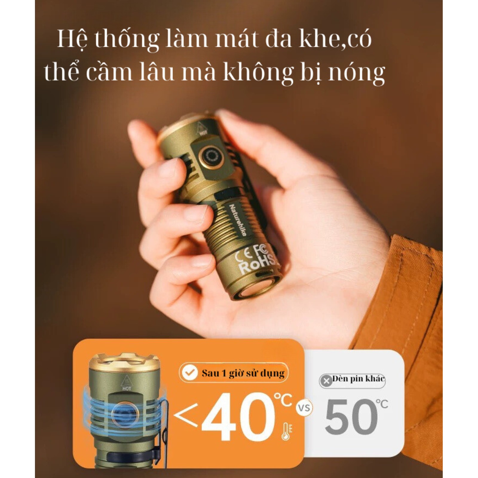 Đèn pin siêu sáng Naturehike Waterproof Flashlight CNK2300011