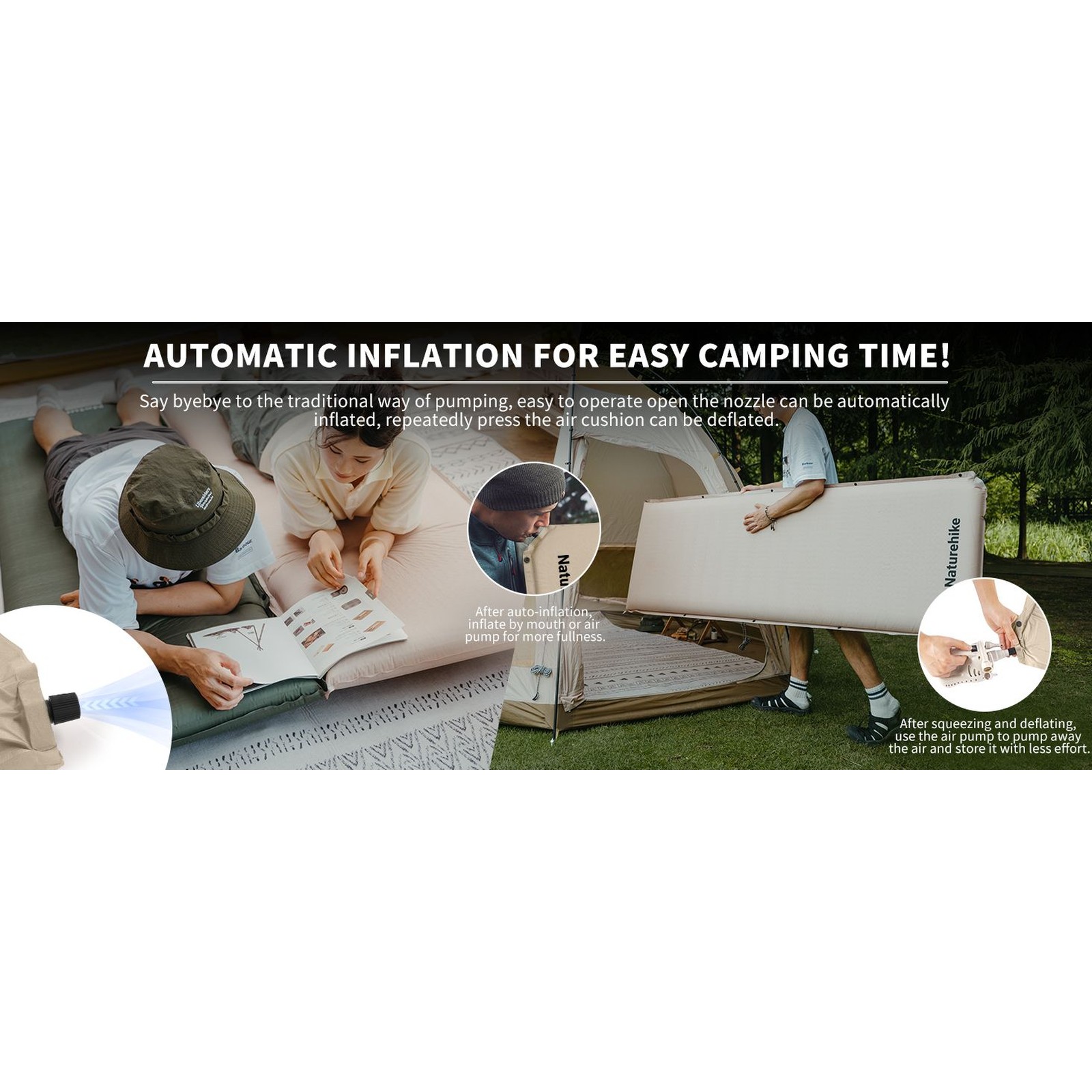 Đệm hơi tự bơm Naturehike Self-Inflating Air Pad CNK2450WS020
