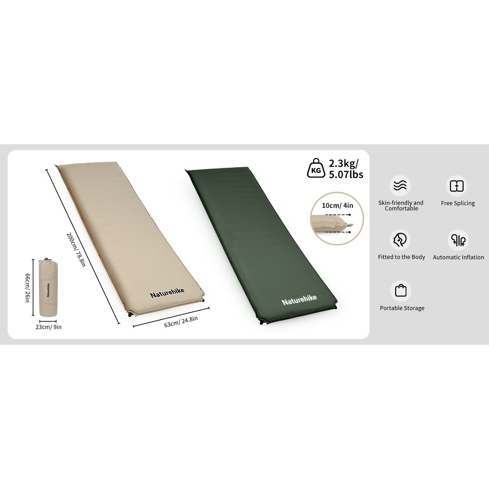 Đệm hơi tự bơm Naturehike Self-Inflating Air Pad CNK2450WS020