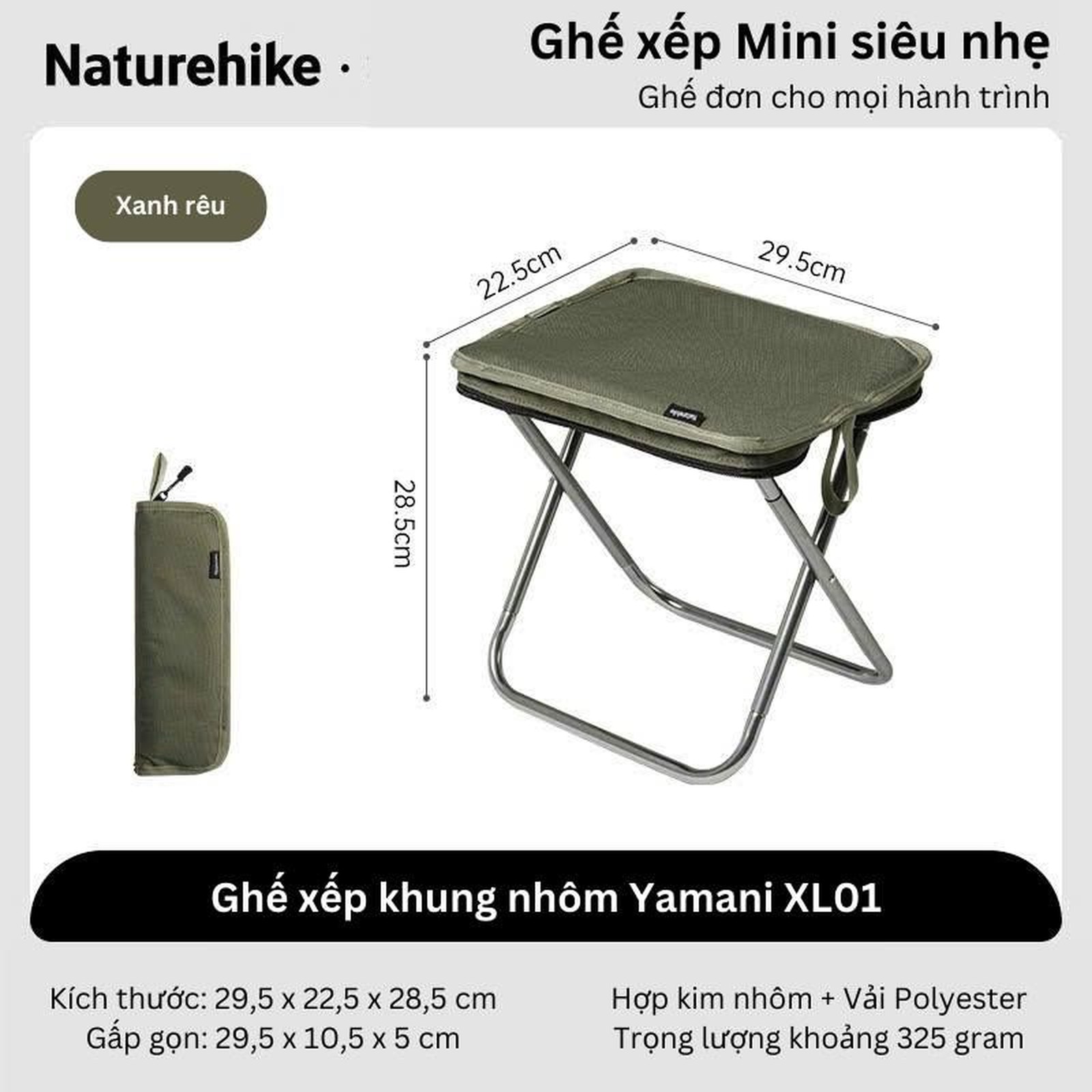 Ghế xếp mini khung nhôm Naturehike Mini Aluminum Folding Chair CNK2550JJ011