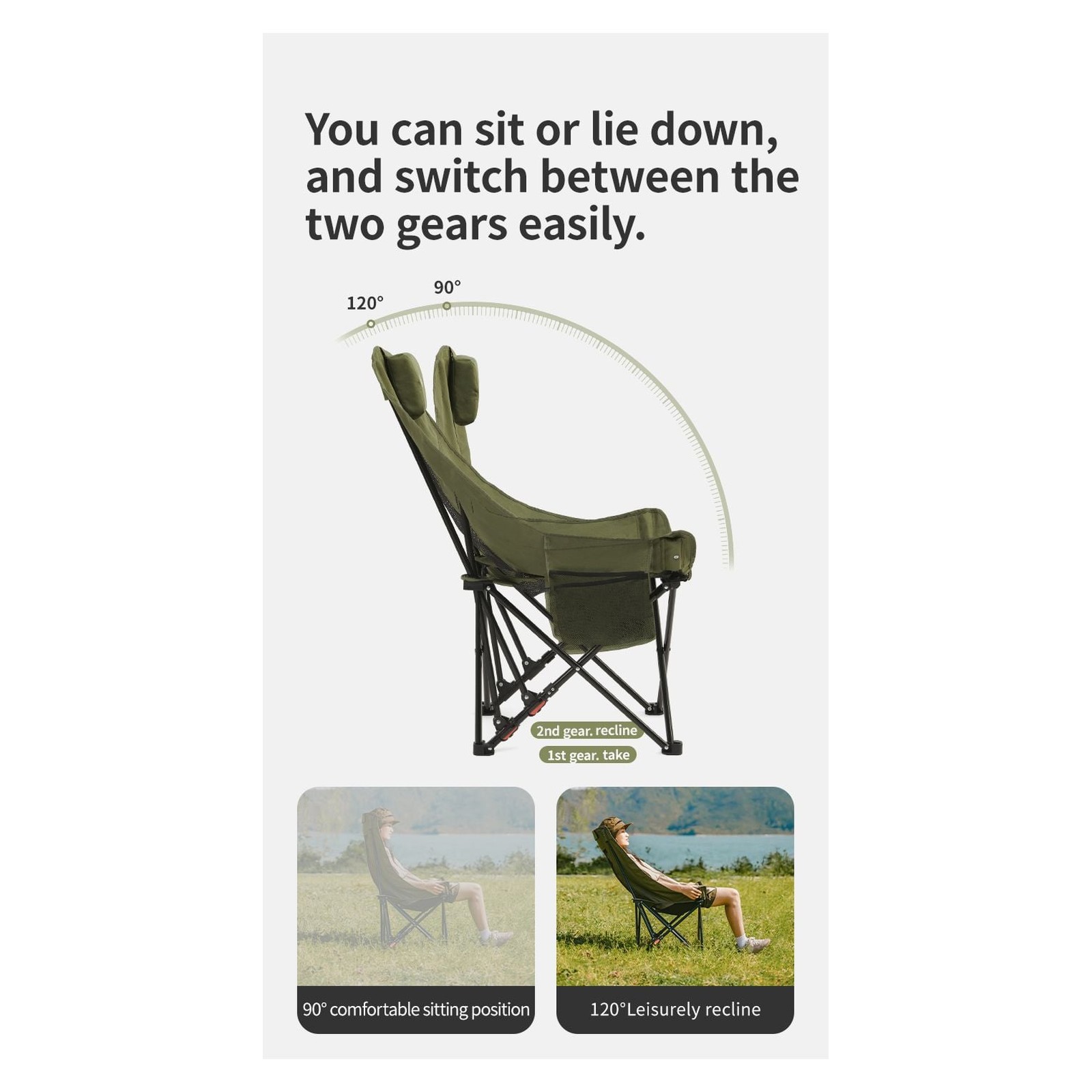 Ghế dã ngoại gấp gọn Naturehike Folding Reclining Chair CNK2550JJ019
