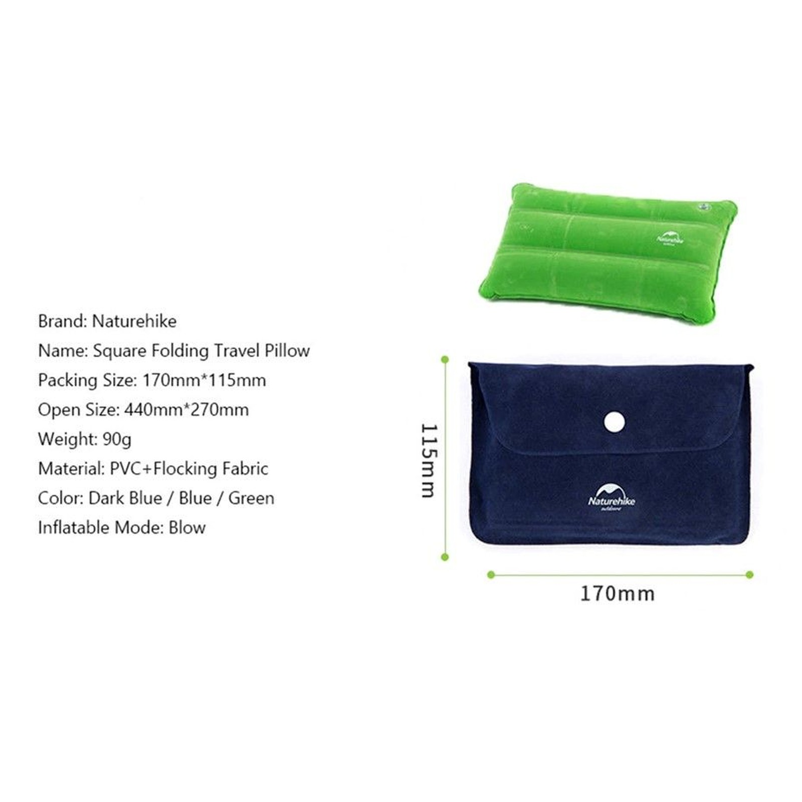 Gối hơi gấp gọn siêu nhẹ Naturehike Ultralight Inflatable Pillow NH18F018-Z