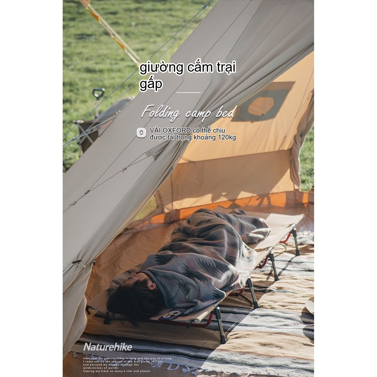 Giường gấp dã ngoại 4 chân Naturehike Folding Camp Bed NH20JJ021