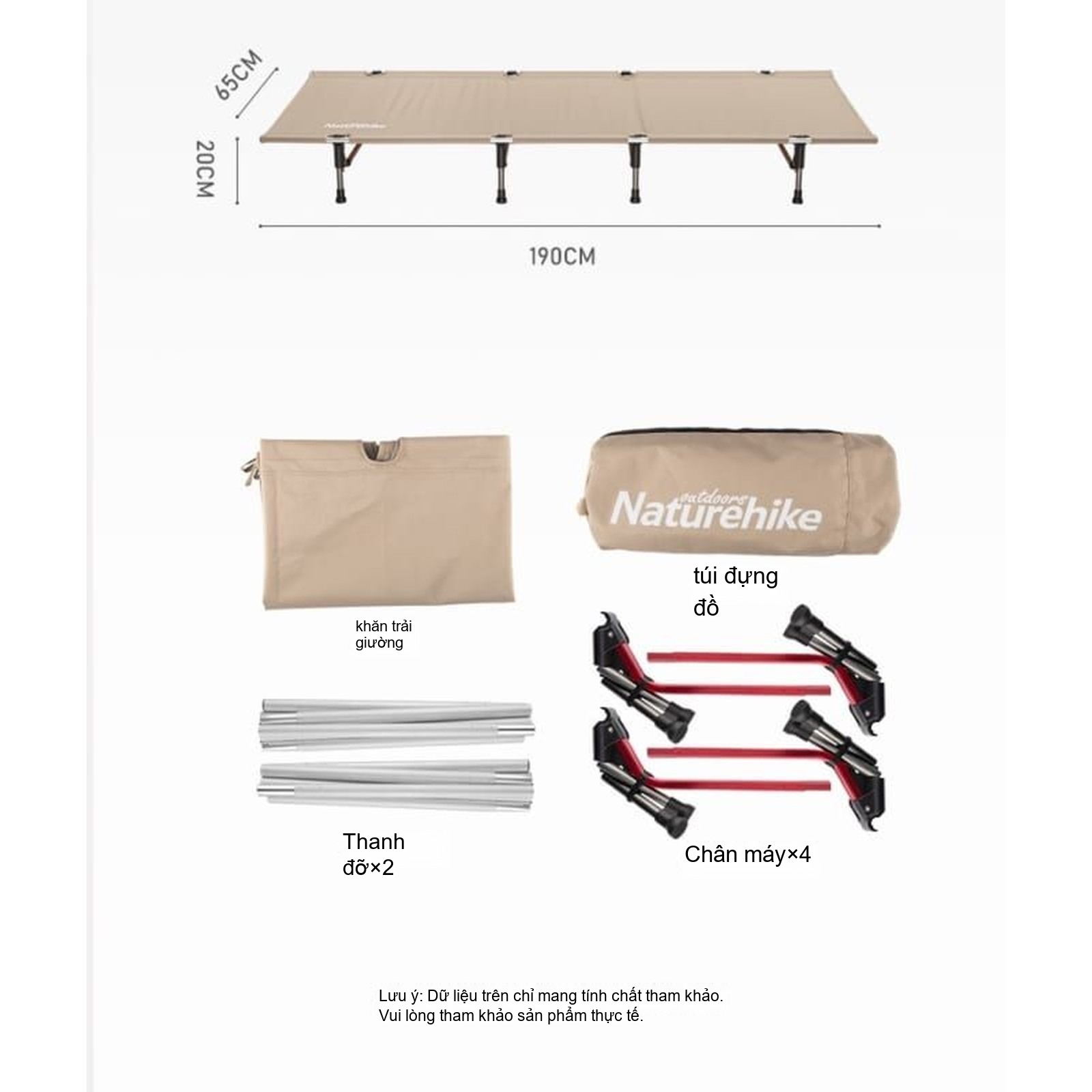Giường gấp dã ngoại 4 chân Naturehike Folding Camp Bed NH20JJ021