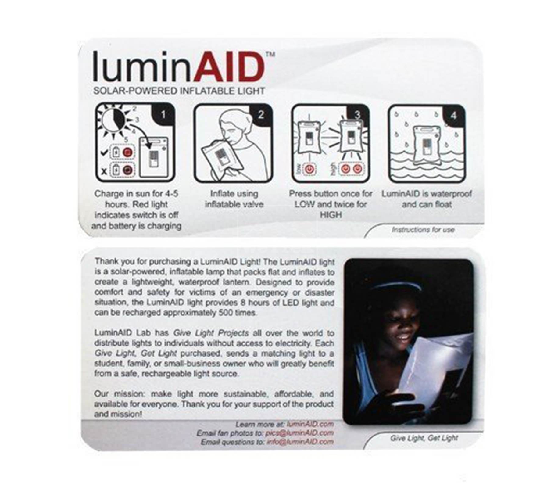 Đèn xách tay bơm hơi năng lượng mặt trời TENTSILE LuminAID Solar Light - 7800