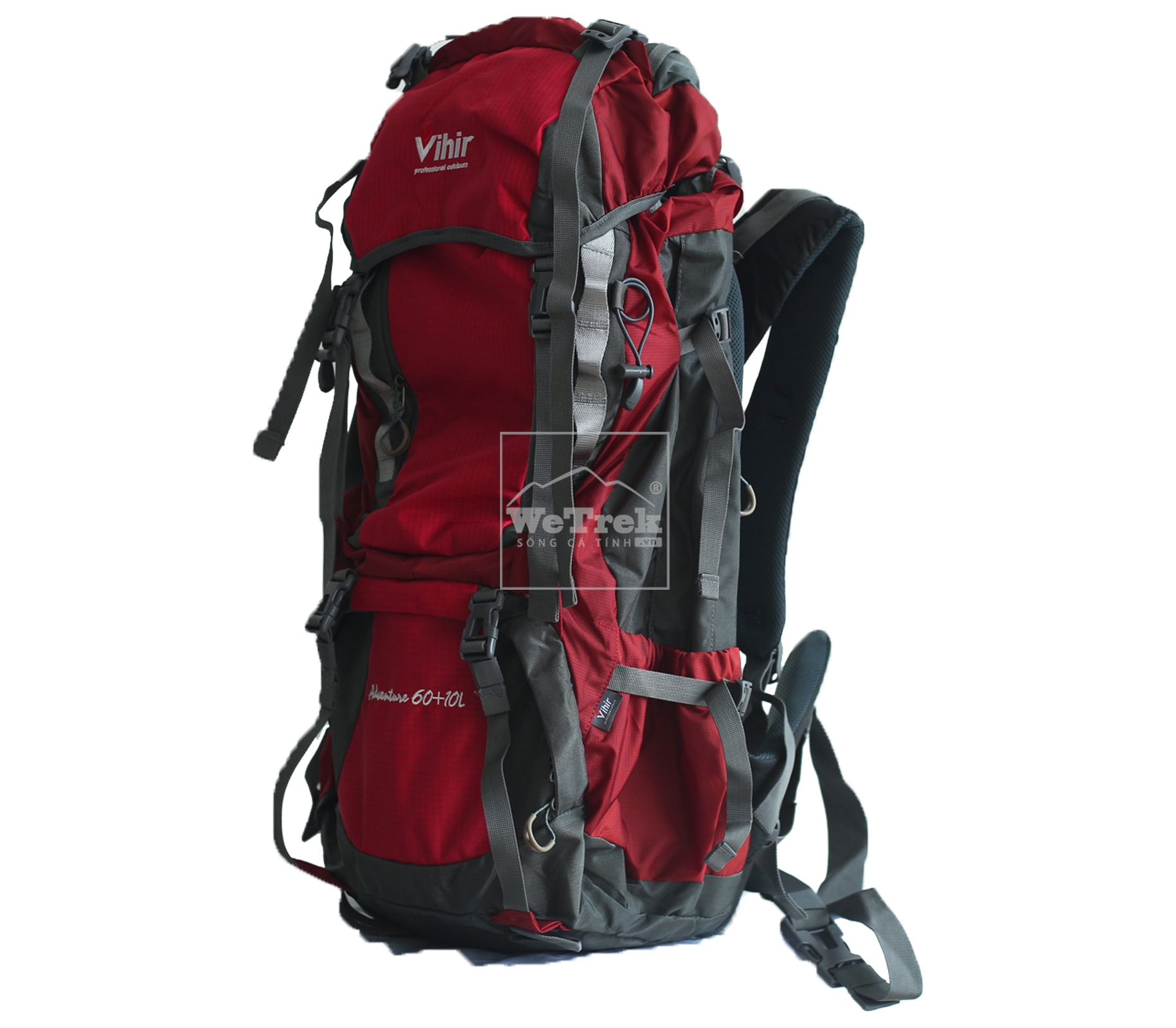 Balo leo núi 60L+10Vihir Adventure - 9261 Đỏ