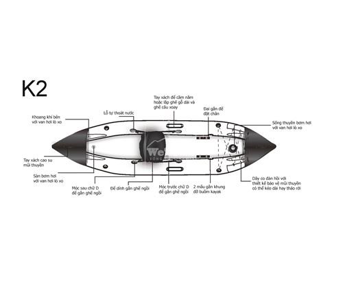 Thuyền kayak bơm hơi 1 người Aqua Marina K2 BT-88868 - 4072