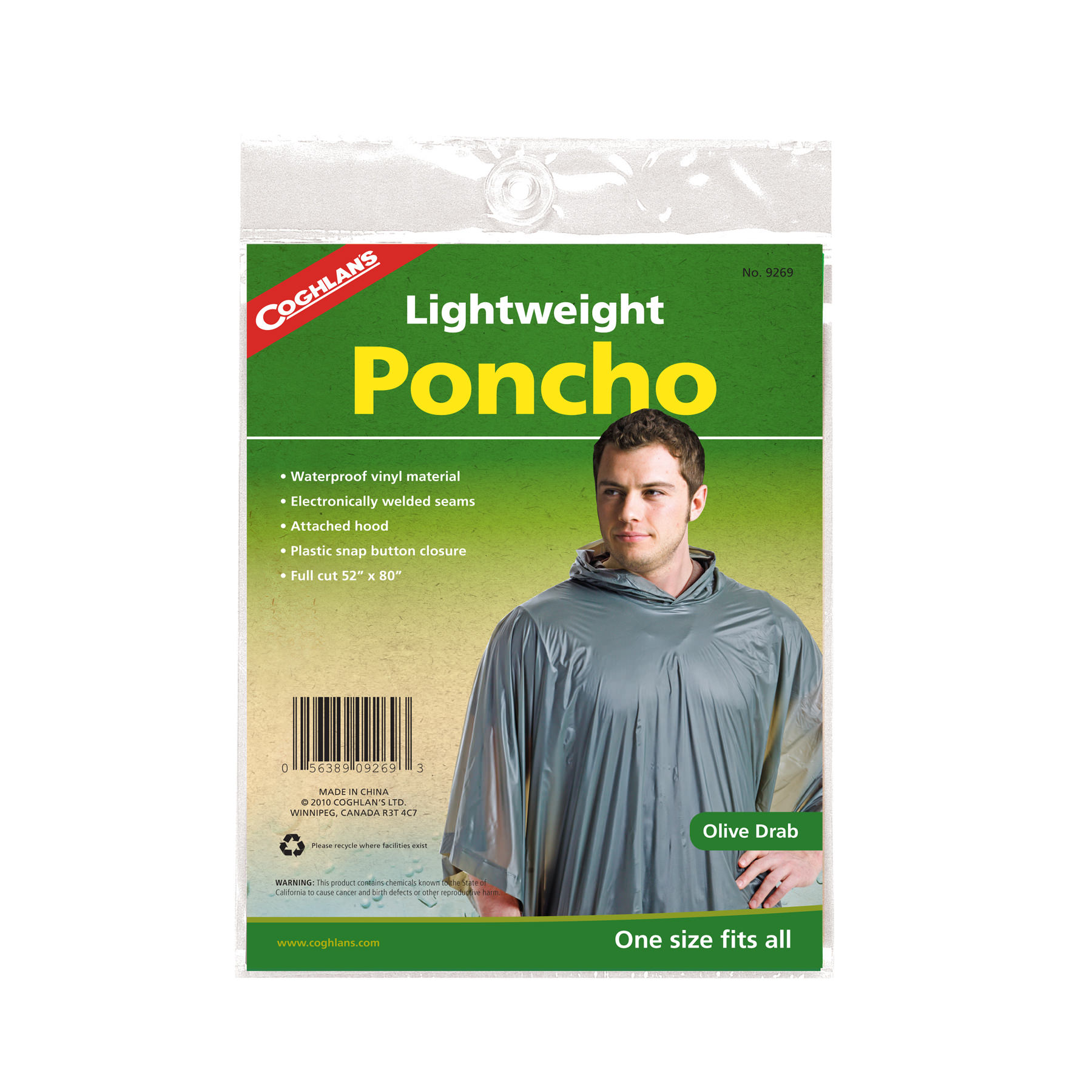 Áo mưa cứu sinh Coghlans Poncho - Olive Grab -1649