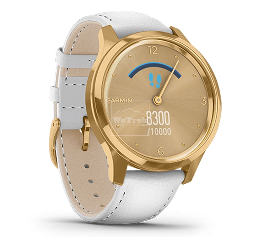 Đồng hồ thông minh Garmin Vivomove Luxe White Leather/24K True Gold - 9424