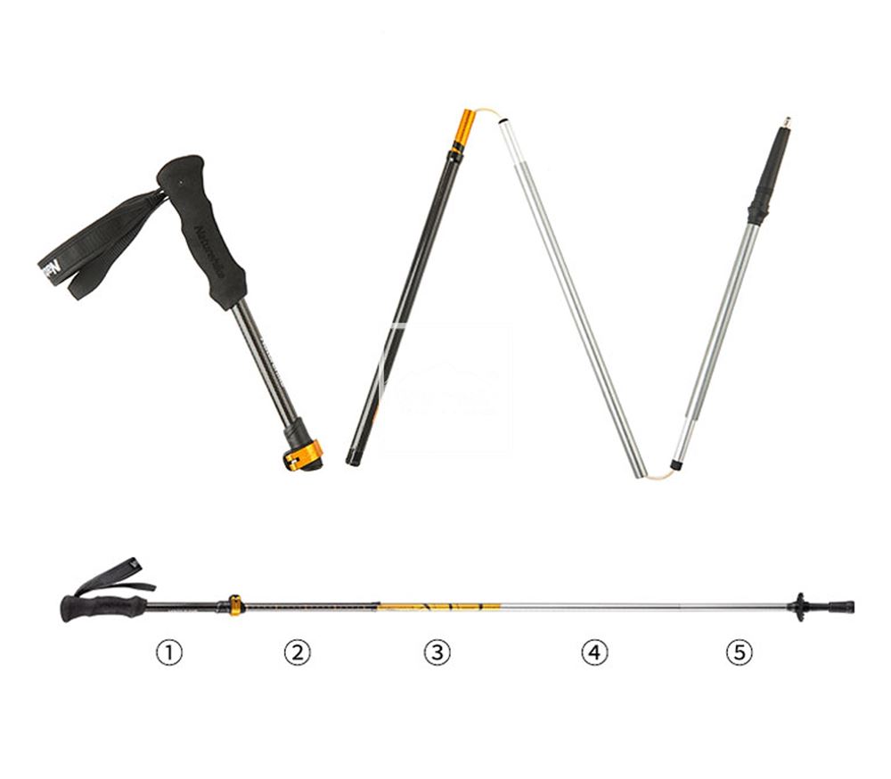 Gậy leo núi gấp gọn Naturehike Eva Handle 5-Section Adjusttable Trekking Pole NH15A023-Z - 9698