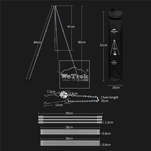 Giá treo nồi dã ngoại Naturehike Mini Camping Tripod NH17S00S-G - 9676