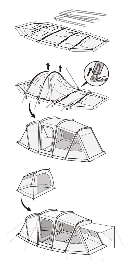 Lều 2 phòng 4 người Blackdog Big Tunnel Tent BD-ZP006