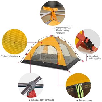 Lều cắm trại 3 người Naturehike Classic Camping Tent Fabric NH18Z033-P