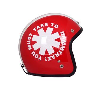 Mũ bảo hiểm xe máy 3/4 Dammtrax D35 - Đỏ bóng hoa văn Trắng